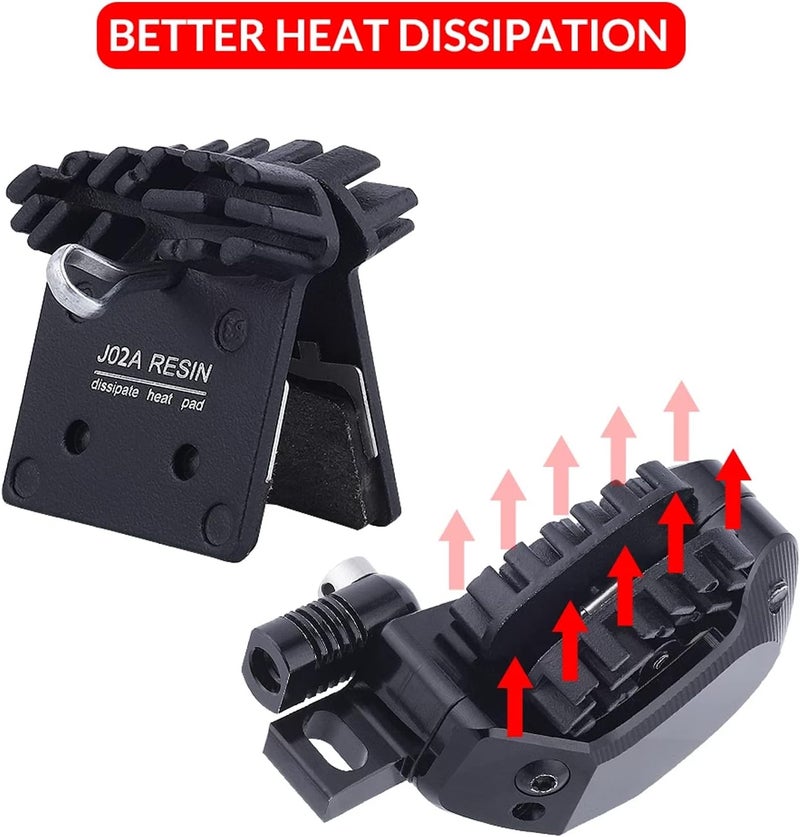 JFOYH J02A Resin Disc Brake Pads with Cooling Fin, Compatible with XTR M9000, DEORE XT M8100, SLX M7100, DEORE M6100 - Image 4